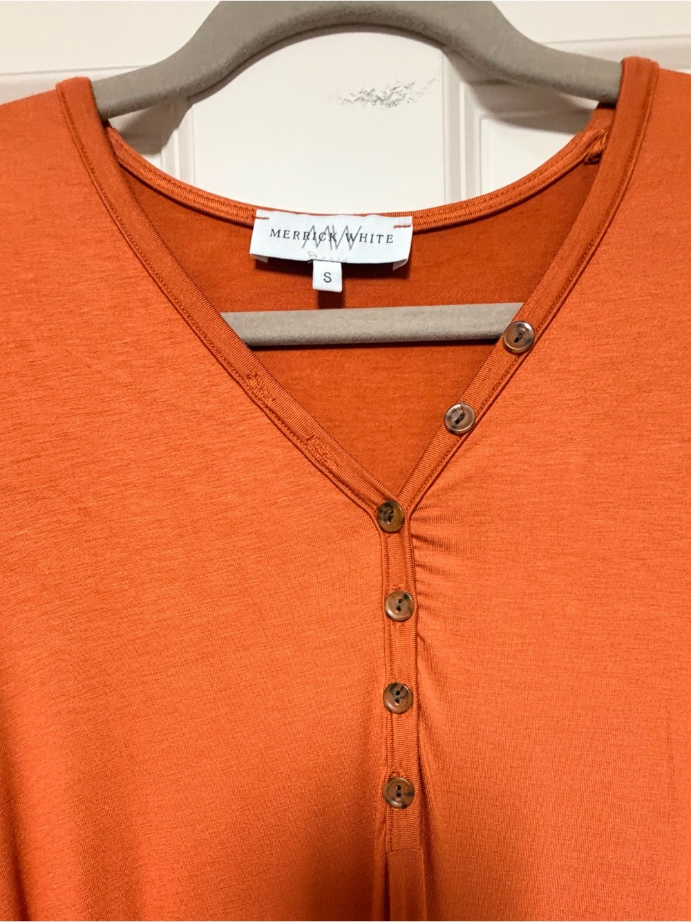 Merrick & White Orange Button-Front Top